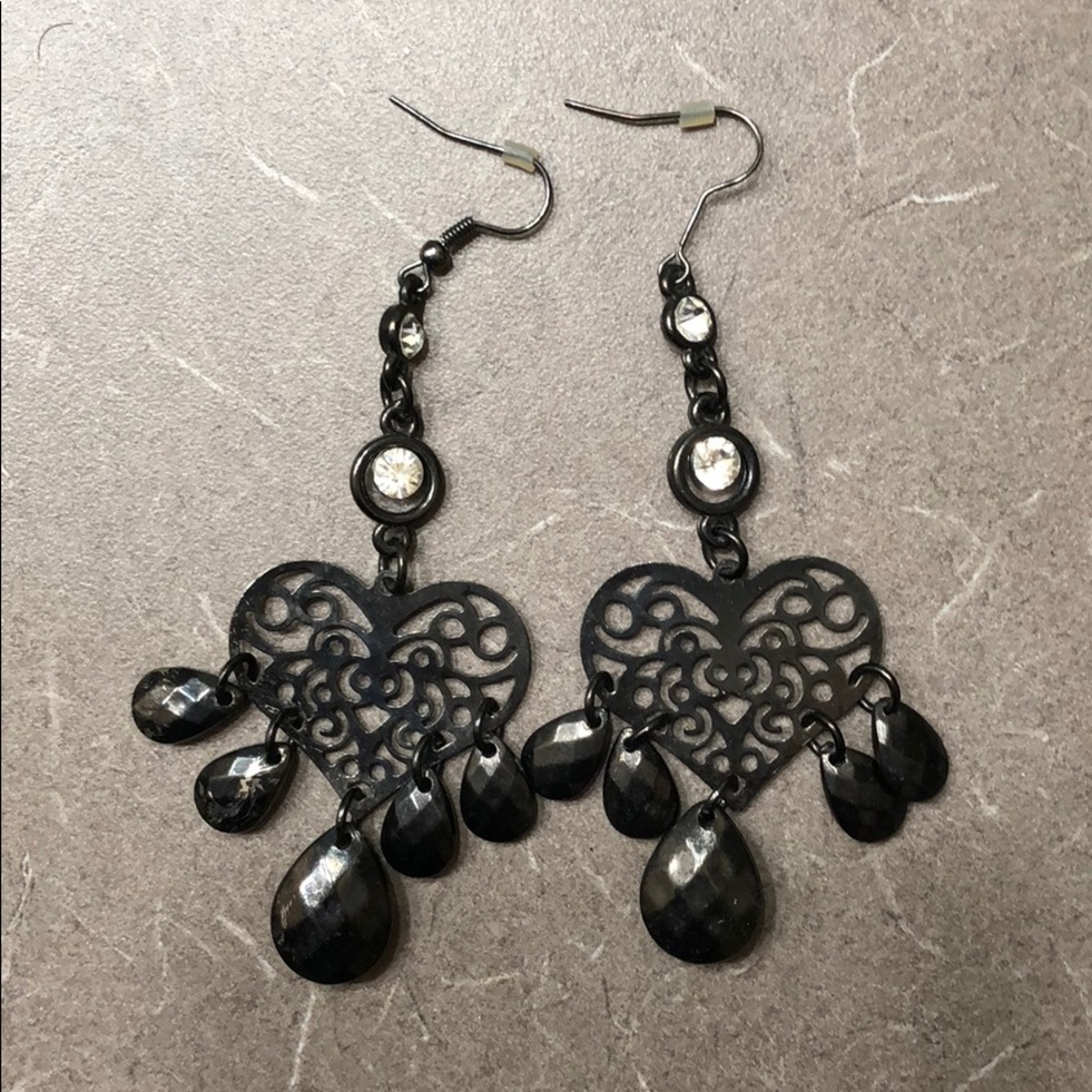 Long black earrings